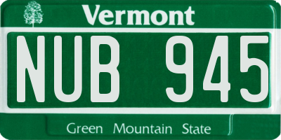 VT license plate NUB945