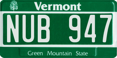VT license plate NUB947