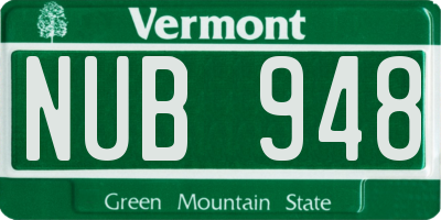 VT license plate NUB948