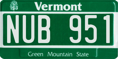 VT license plate NUB951