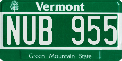 VT license plate NUB955