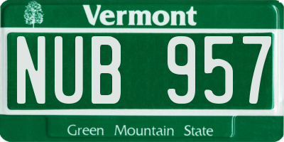 VT license plate NUB957