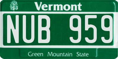 VT license plate NUB959