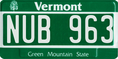 VT license plate NUB963