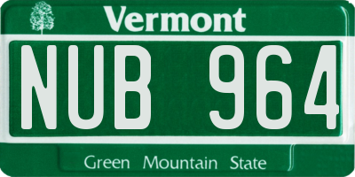 VT license plate NUB964
