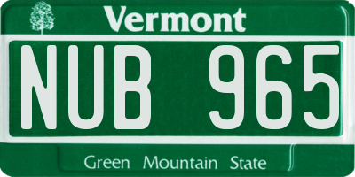 VT license plate NUB965