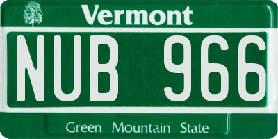VT license plate NUB966