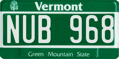 VT license plate NUB968