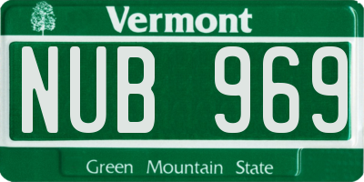 VT license plate NUB969