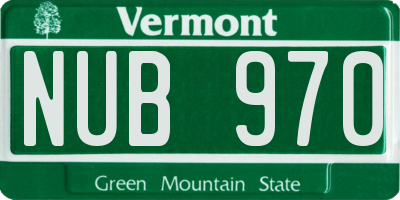 VT license plate NUB970
