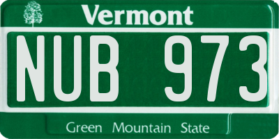 VT license plate NUB973