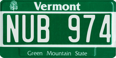 VT license plate NUB974