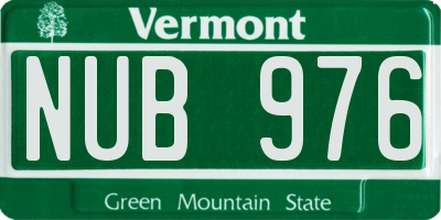 VT license plate NUB976