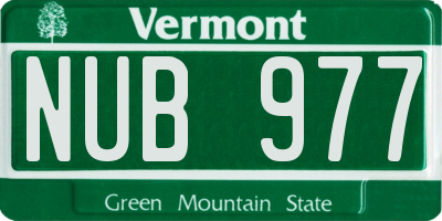 VT license plate NUB977