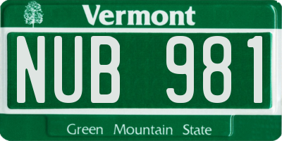 VT license plate NUB981