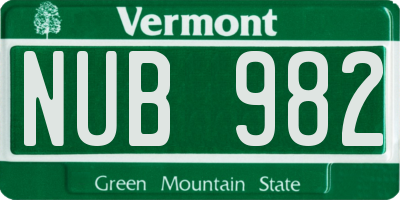 VT license plate NUB982