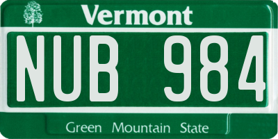 VT license plate NUB984