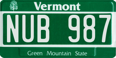 VT license plate NUB987