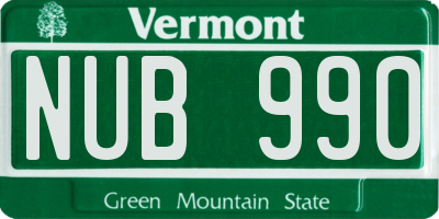 VT license plate NUB990