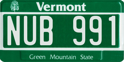VT license plate NUB991