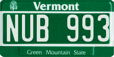 VT license plate NUB993