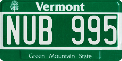 VT license plate NUB995