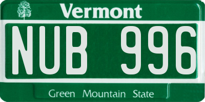 VT license plate NUB996