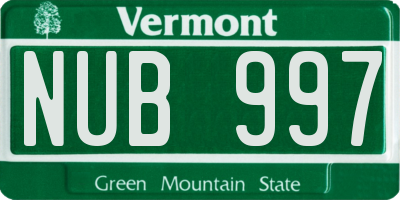 VT license plate NUB997