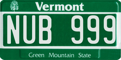 VT license plate NUB999