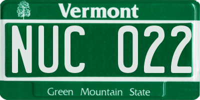 VT license plate NUC022