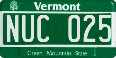 VT license plate NUC025