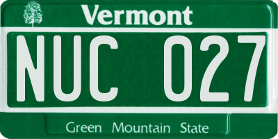 VT license plate NUC027