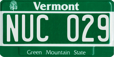 VT license plate NUC029