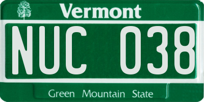 VT license plate NUC038