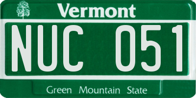 VT license plate NUC051