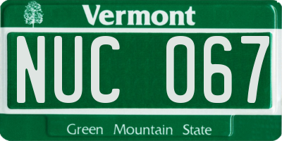 VT license plate NUC067