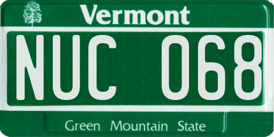 VT license plate NUC068