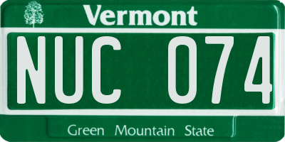VT license plate NUC074