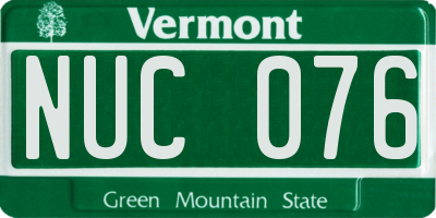 VT license plate NUC076