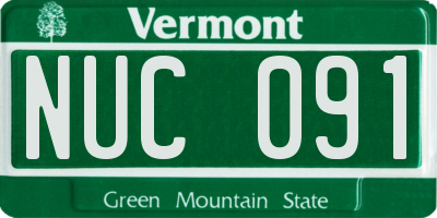 VT license plate NUC091