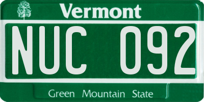 VT license plate NUC092