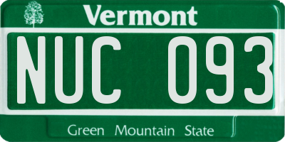VT license plate NUC093