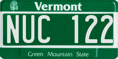 VT license plate NUC122