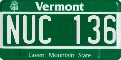 VT license plate NUC136