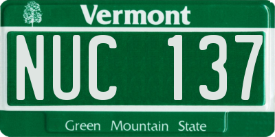 VT license plate NUC137