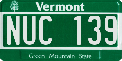 VT license plate NUC139