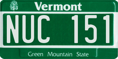 VT license plate NUC151
