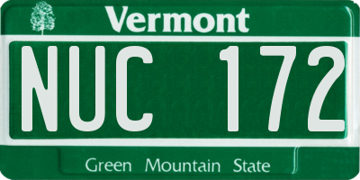 VT license plate NUC172