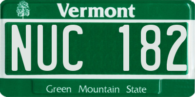 VT license plate NUC182