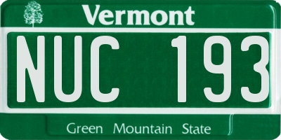 VT license plate NUC193